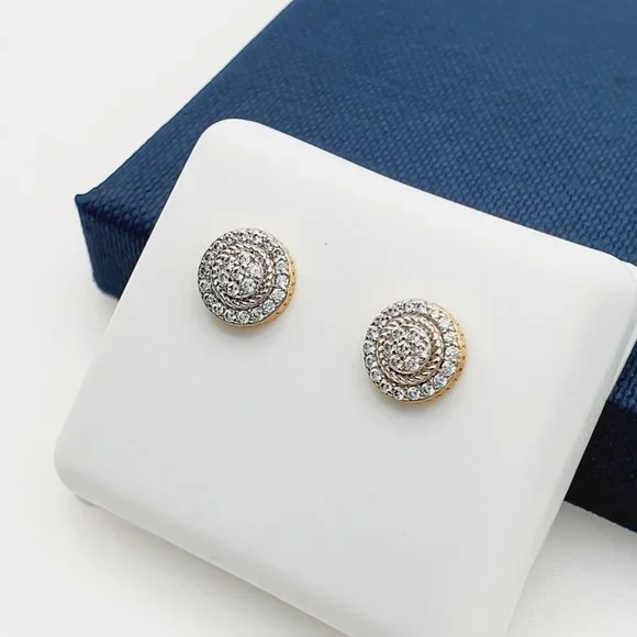 14K Gold Plated Cubic Zircon Earrings, INUS1BR143 - Picture 2 of 9